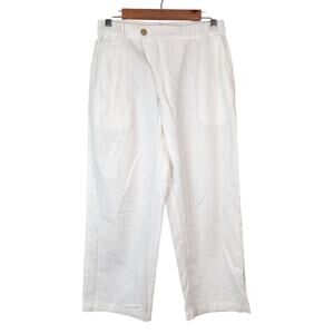 Lintico Linen Blend Cropped Pants Size M White Minimalist Lagenlook Slow Fashion